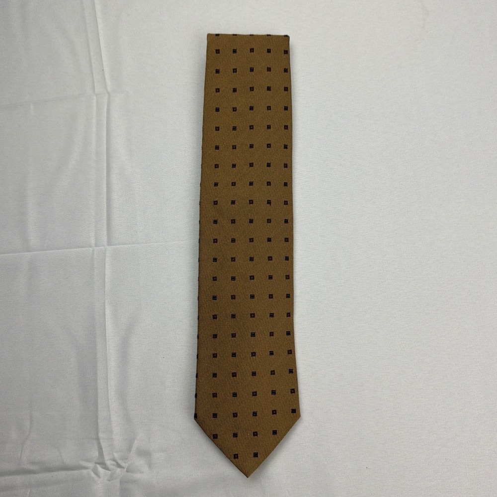 Ermenegildo Zegna Men's Tie Silk/Wool Gold Geometric/ Made in Italy / 60"x3.75"‎